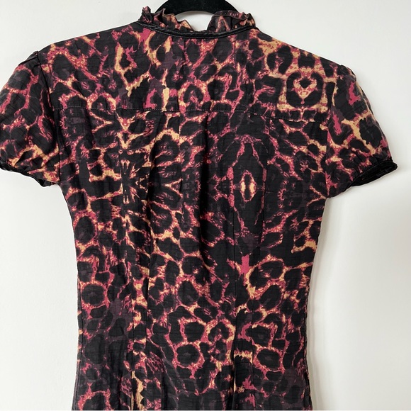 Vintage Y2K DKNY Ruffle Bib Animal Print Dress - Picture 13 of 17